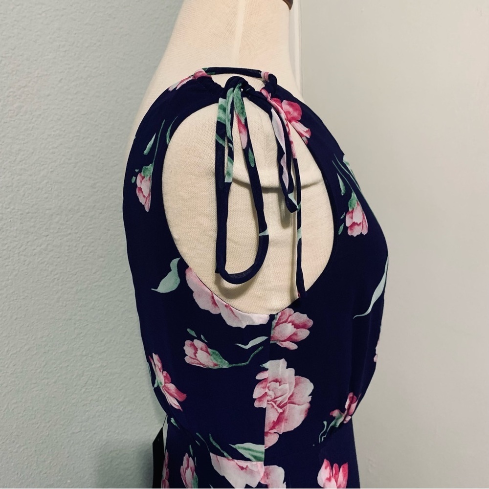 Lulu’s New V-Neck Sleeveless Navy Floral Print Maxi Prom Bridesmaid Dress Size M - Picture 11 of 16